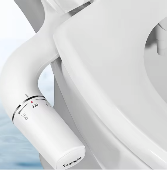 SAMODRA Bidet Attachment Ultra-Slim Toilet Seat Attachment Dual Nozzle Bidet Adjustable Water Pressure Non-Electric Ass Sprayer