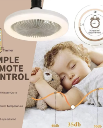 Remote Control Ceiling Fans with LED Lamp Ceiling Fan with E27 Converter Base Smart Ceiling Fans For Bedroom Living Room